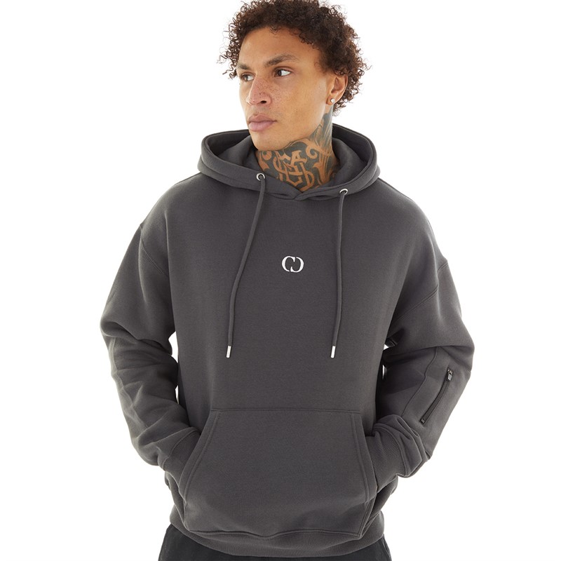 Criminal Damage Mens Dalston Hoodie Charcoal