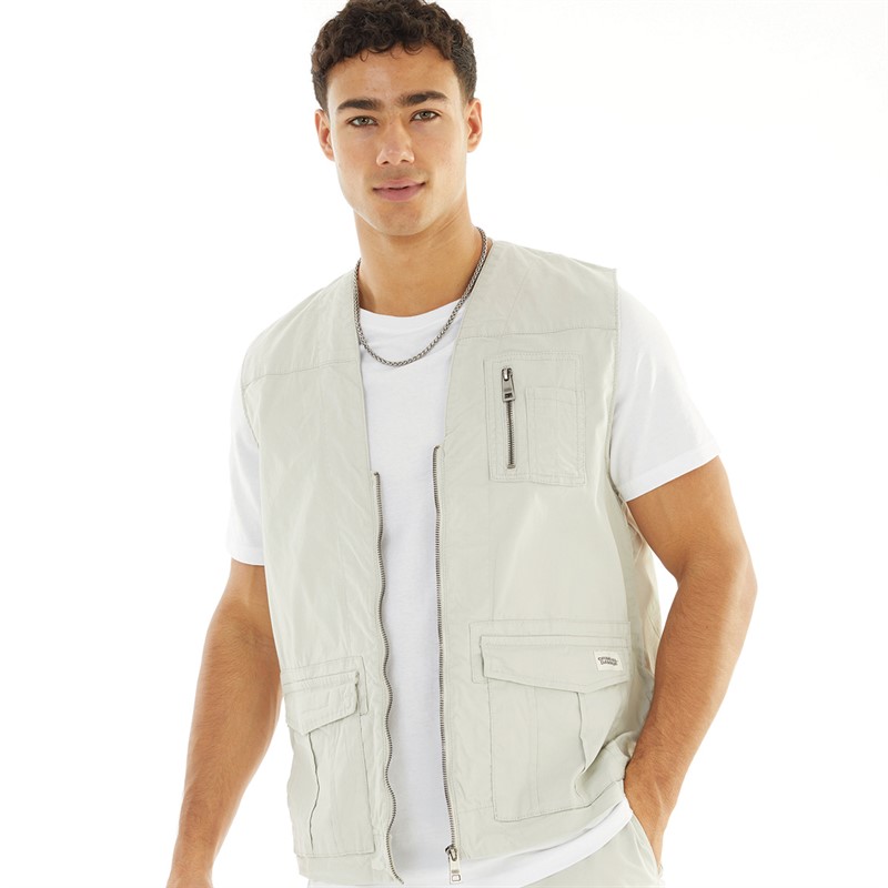 Criminal Damage Mens Trooper Vest Light Grey