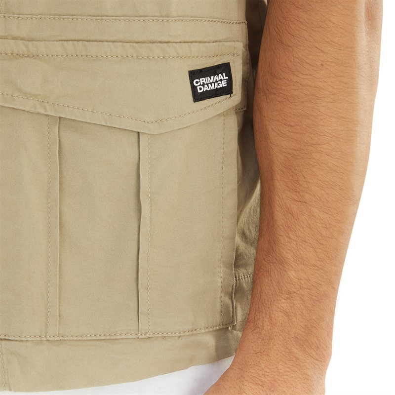 Criminal Damage Mens Trooper Vest Light Khaki