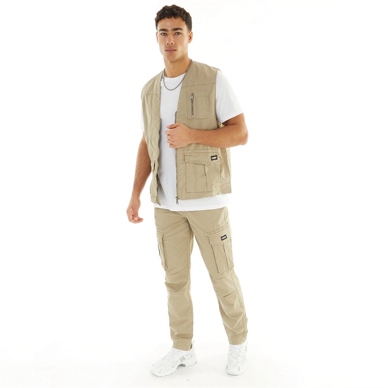 Criminal Damage Mens Trooper Vest Light Khaki