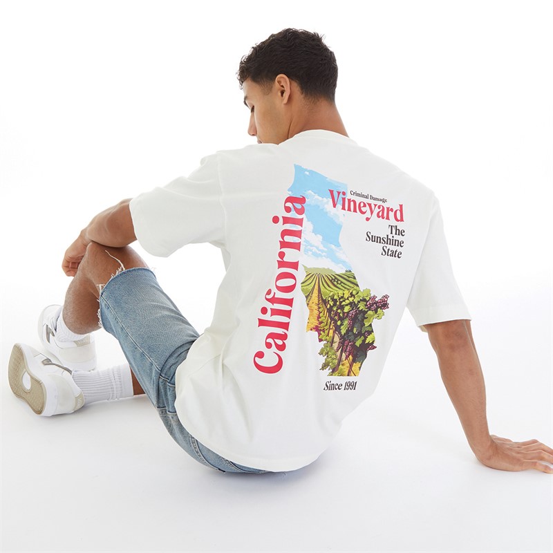 Criminal Damage Mens Cali Vinyard T-Shirt White