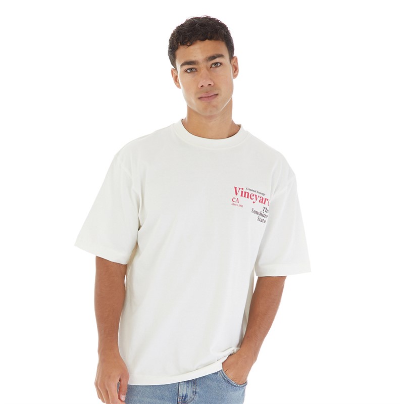 Criminal Damage Mens Cali Vinyard T-Shirt White