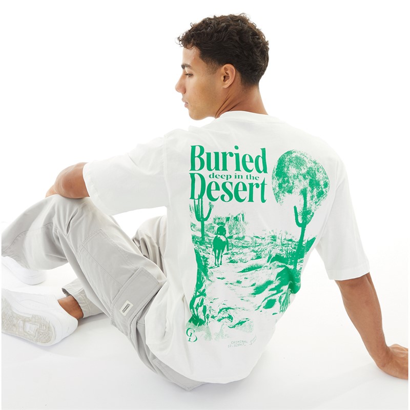 Criminal Damage Mens Out In The Desert T-Shirt Off White