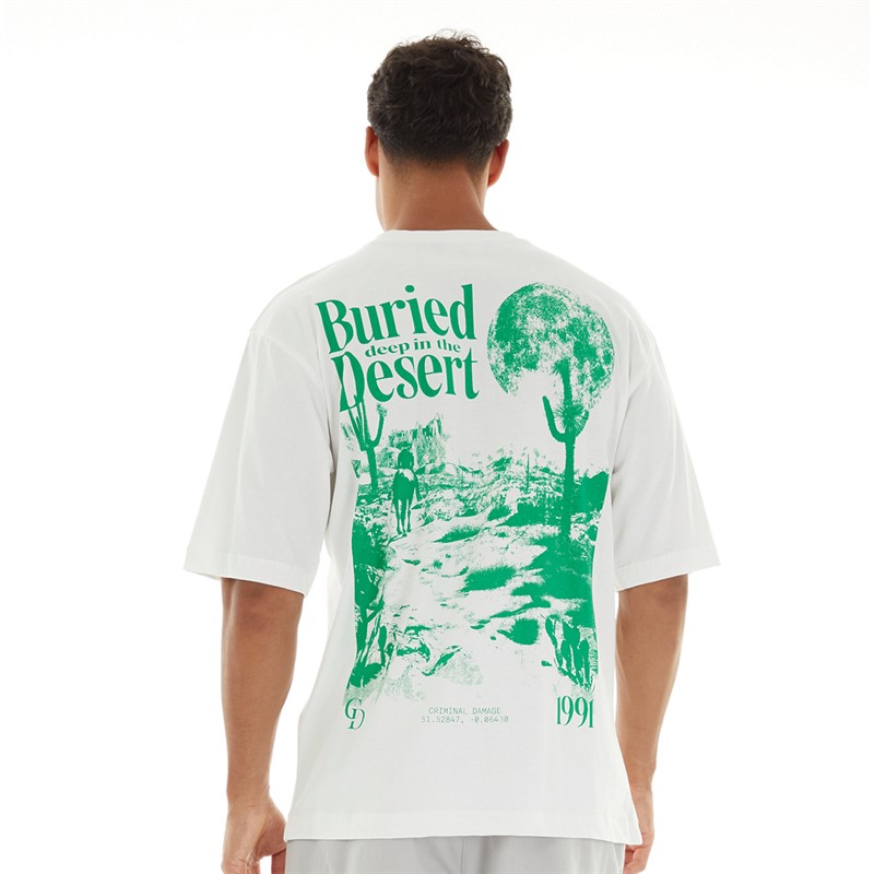 Criminal Damage Mens Out In The Desert T-Shirt Off White