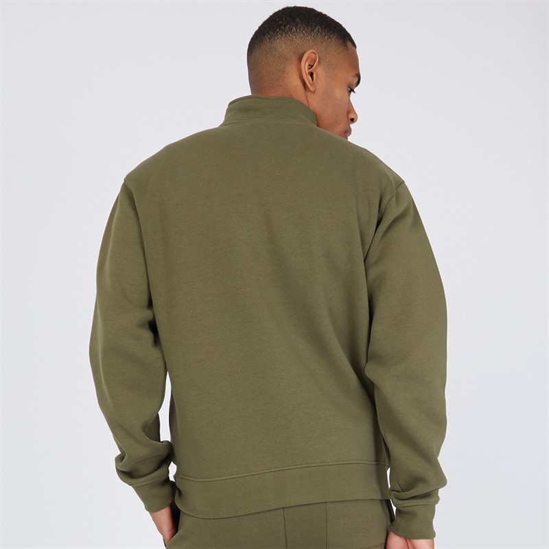 Criminal Damage Mens Olympus 1/4 Zip Sweatshirt Khaki