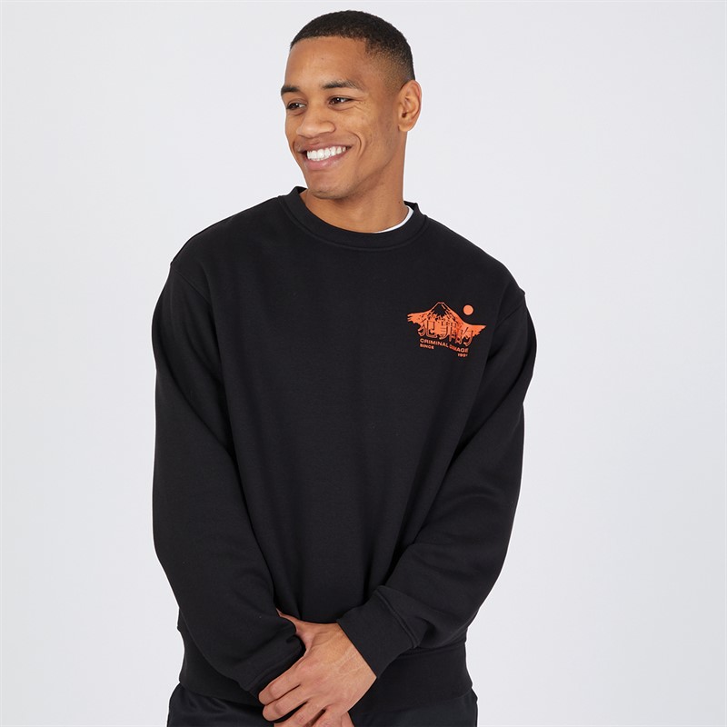 Criminal Damage Mens Mount Tiger Sweatshirt Black