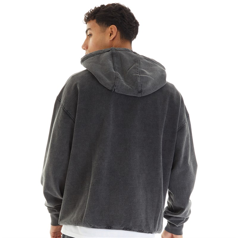 Criminal Damage Mens Marble Wash Hoodie Black Wash