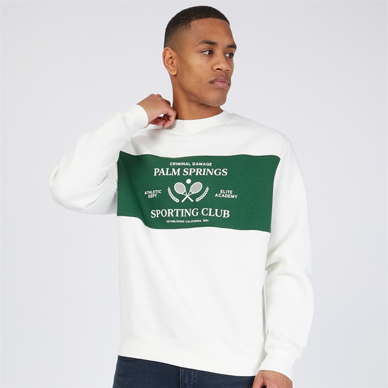 Criminal Damage Mens Palm Sweatshirt Ecru