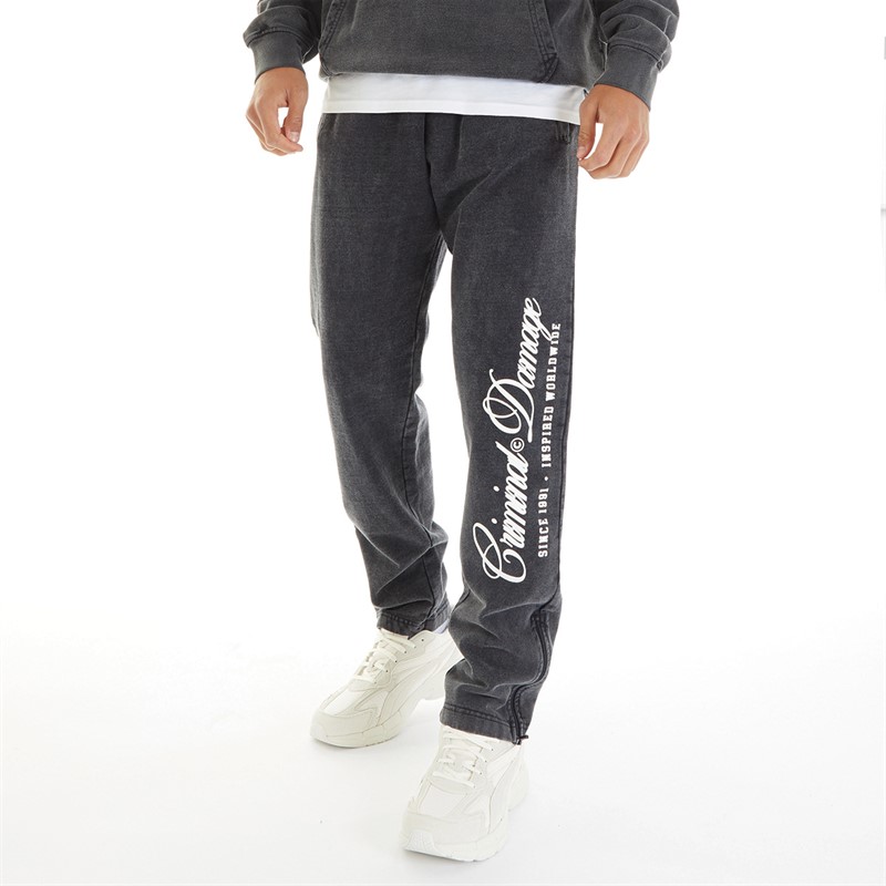 Criminal Damage Mens Marble Wash Jogger Black Wash