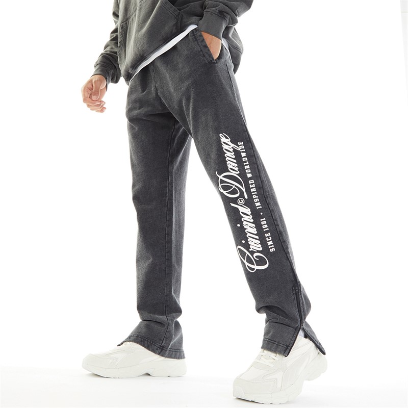 Criminal Damage Mens Marble Wash Jogger Black Wash