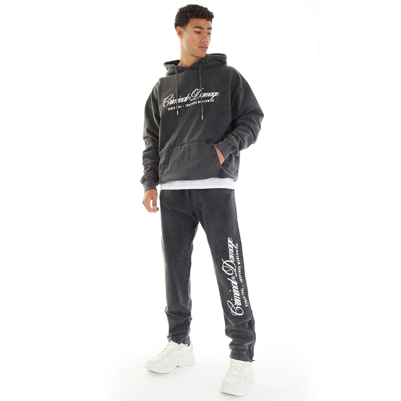 Criminal Damage Mens Marble Wash Jogger Black Wash