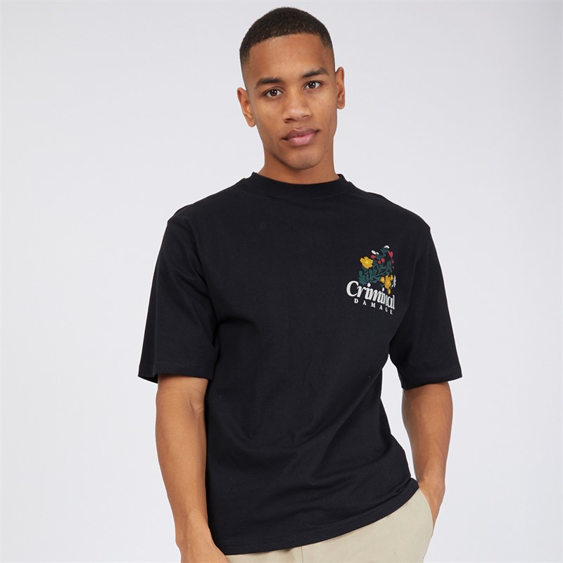 Criminal Damage Mens Bouquet T-Shirt Black