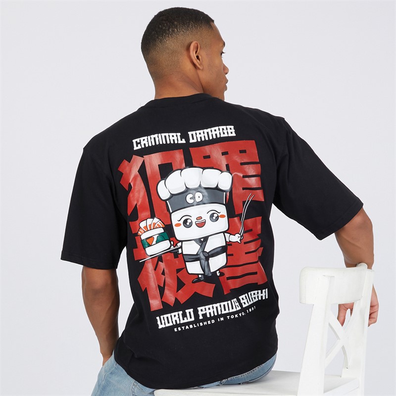 Criminal Damage Mens Sushi Bar T-Shirt Black