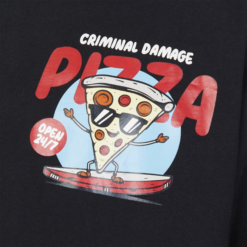 Criminal Damage Mens Friday Pizza T-Shirt Black