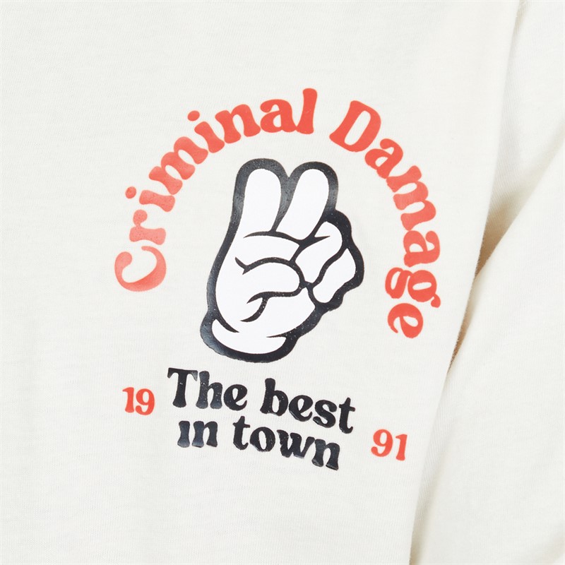 Criminal Damage Mens Hot Dog T-Shirt Off White