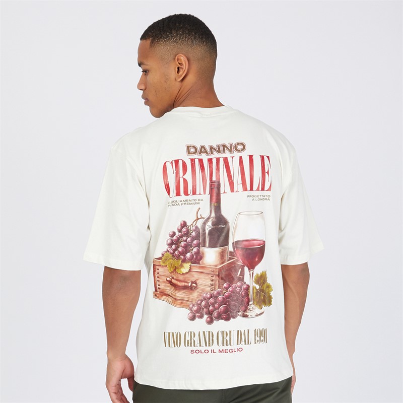 Criminal Damage Mens Vino T-Shirt Off White