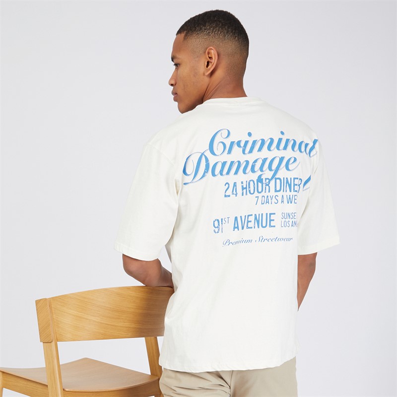 Criminal Damage Mens 24 Hour T-Shirt Off White