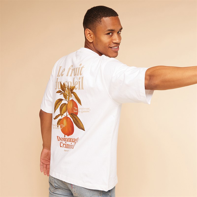 Criminal Damage Mens Oranges T-Shirt White printed - Size XL