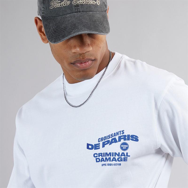 Criminal Damage Mens Croissant T-Shirt Off White