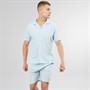 Criminal Damage Mens St Tropez Shirt And Shorts Set Misty Blue