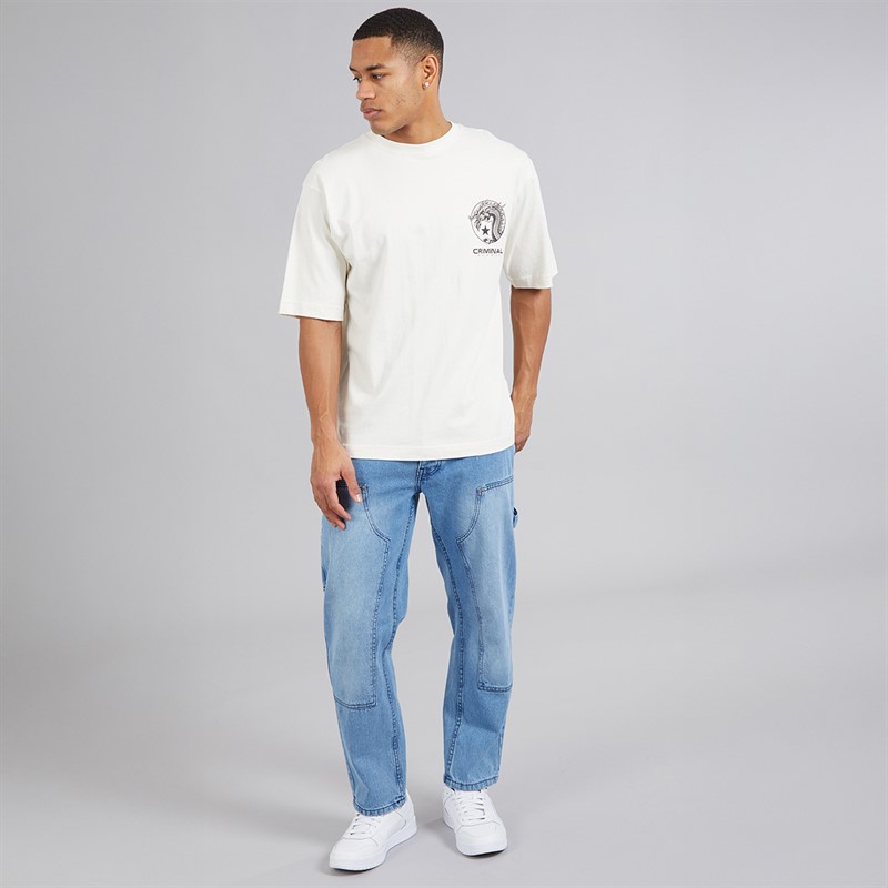 Criminal Damage Mens Dragon Star T-Shirt Off White