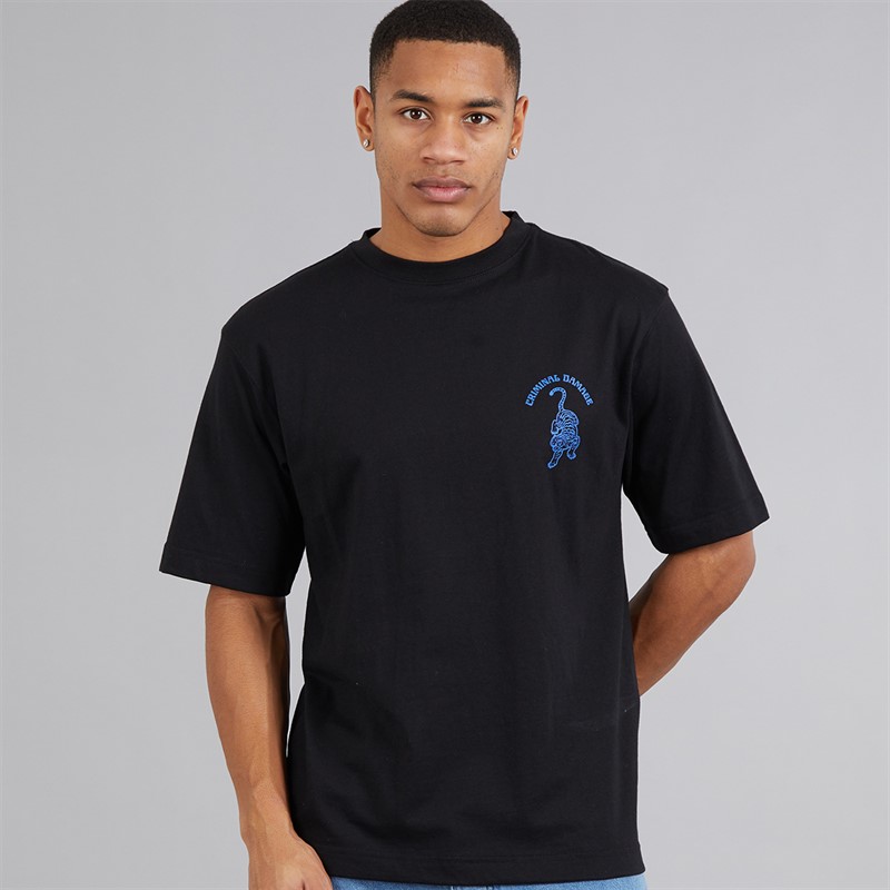 Criminal Damage Mens Tiger Label T-Shirt Black