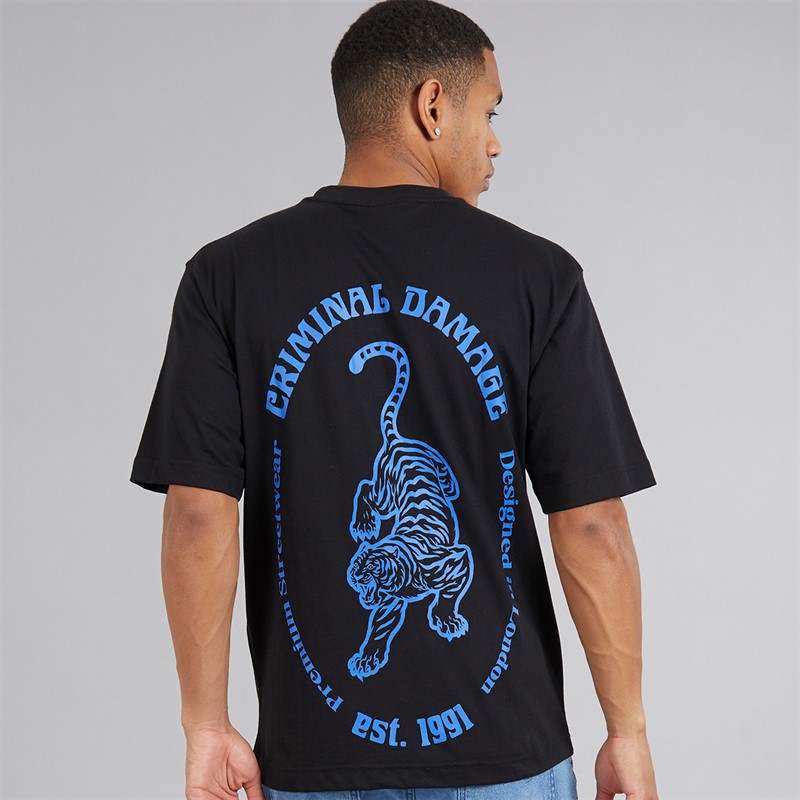 Criminal Damage Mens Tiger Label T-Shirt Black