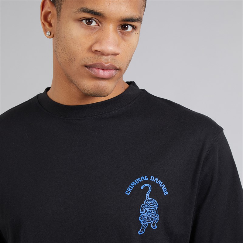 Criminal Damage Mens Tiger Label T-Shirt Black