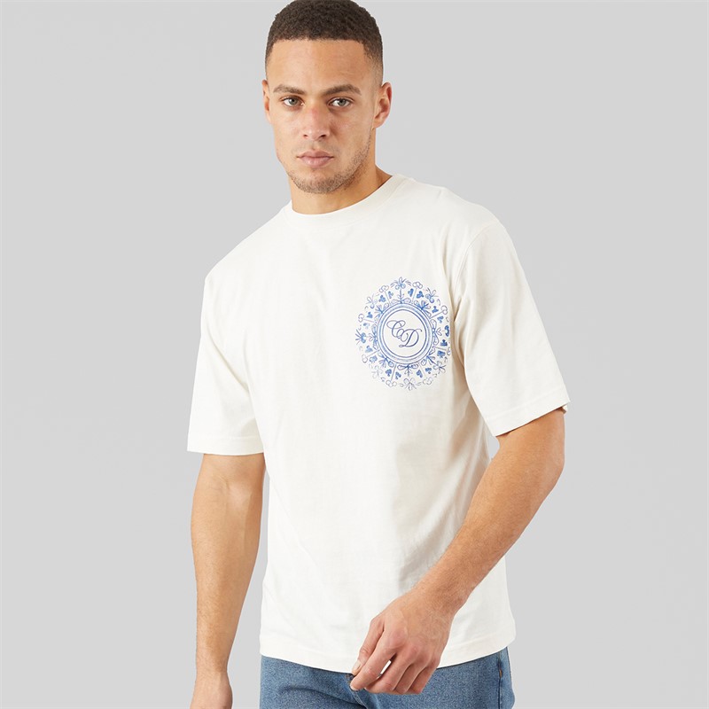Criminal Damage Mens Mosaic T-Shirt Off White
