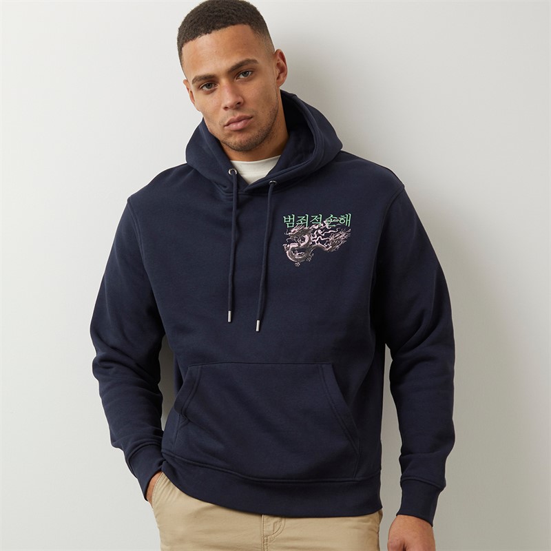 Criminal Damage Mens Dragon Seoul Hoodie Navy