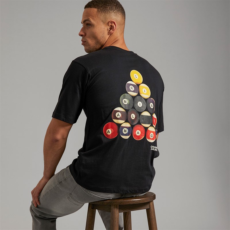 Criminal Damage Mens Pool Triangle T-Shirt Black