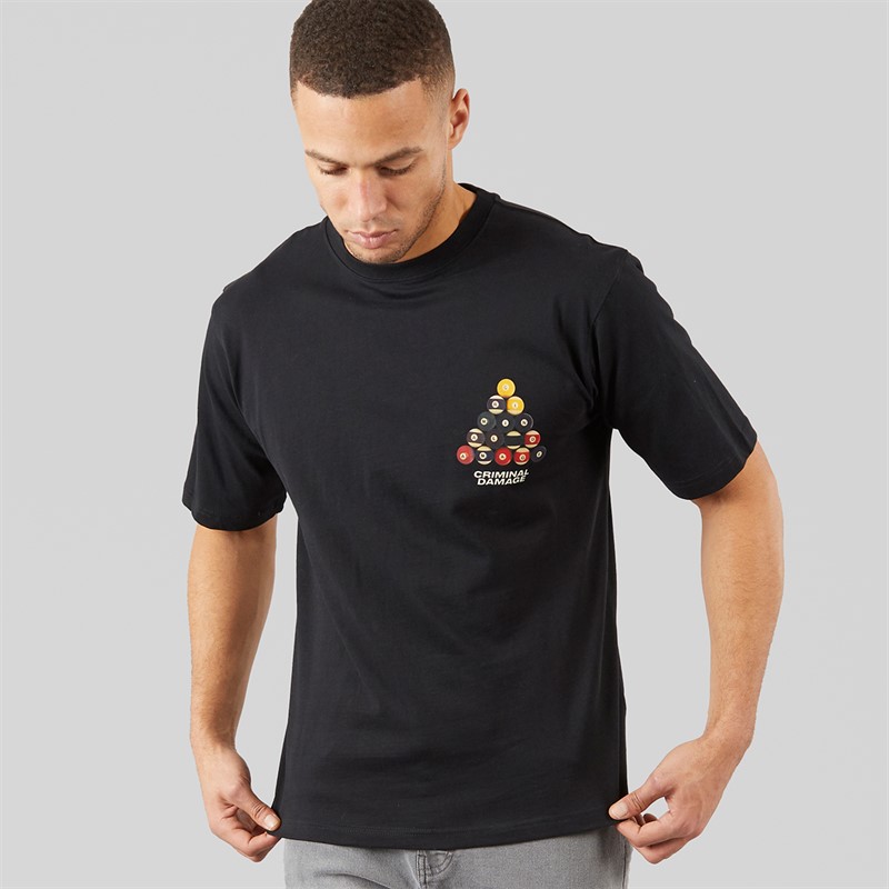 Criminal Damage Mens Pool Triangle T-Shirt Black