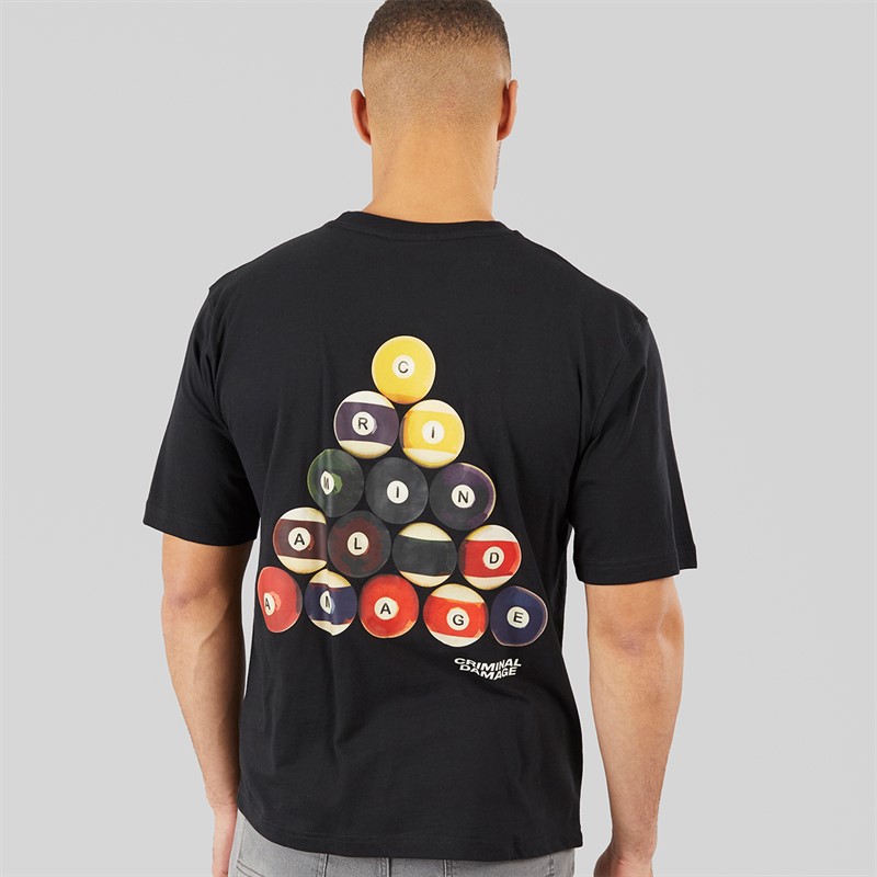 Criminal Damage Mens Pool Triangle T-Shirt Black