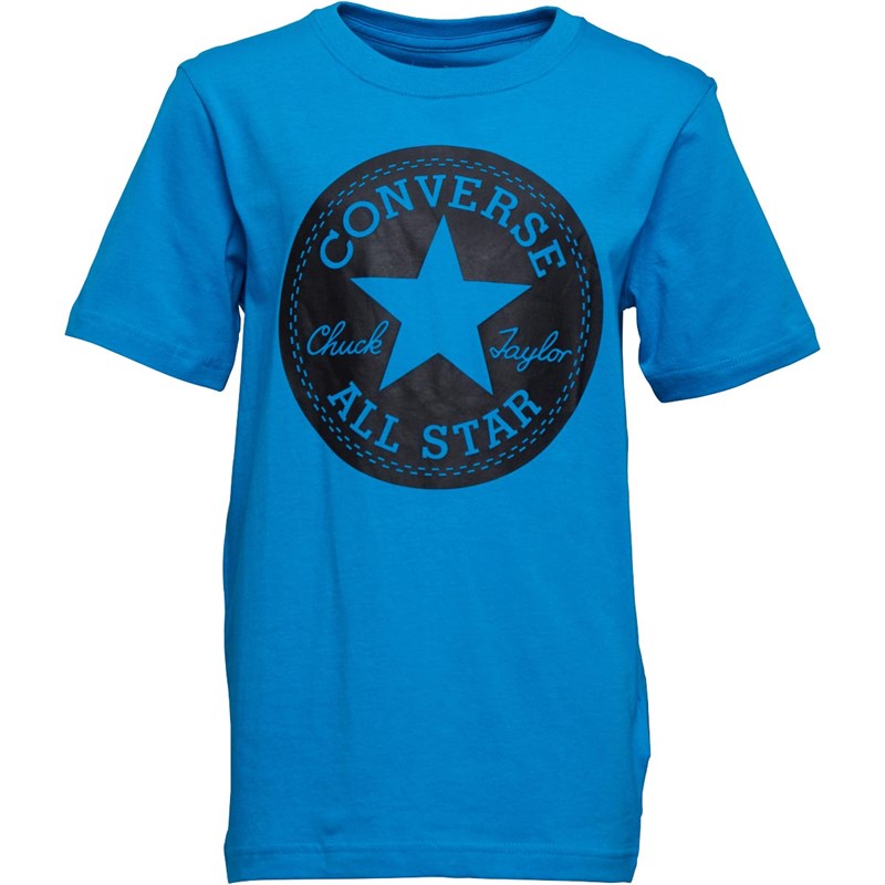 Buy Converse Junior Boys Chuck Taylor Script Short Sleeve TShirt Blue Hero