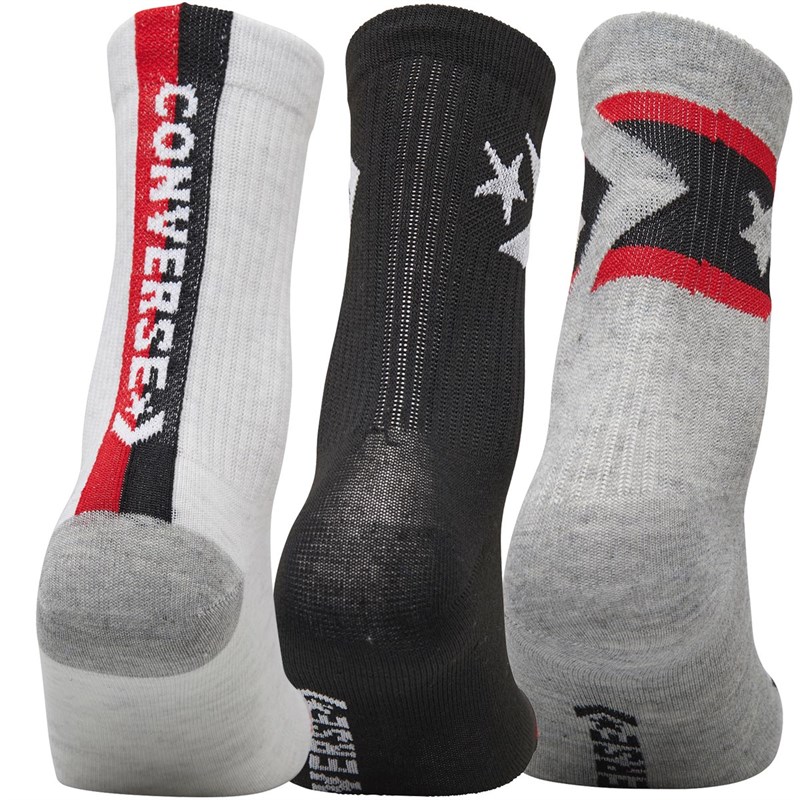 Buy Converse Boys Retro Tape High Crew Three Pack Socks Black