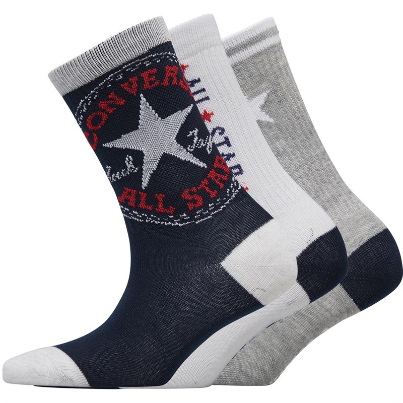 Buy Converse Boys CTP High Crew Three Pack Socks Obsidian