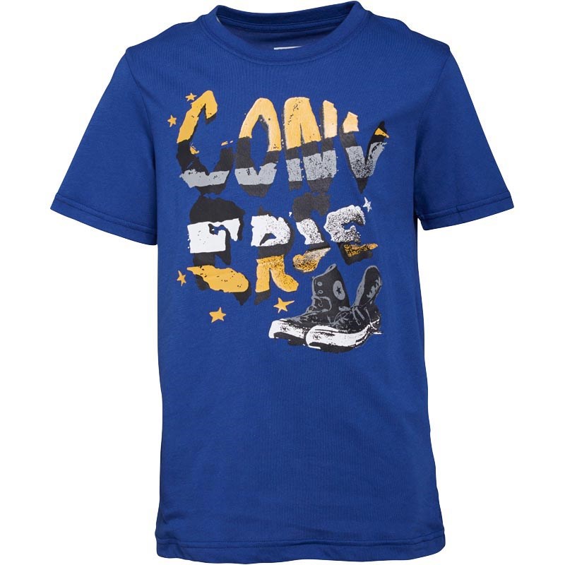 Buy Converse Junior Boys Converse Stripes TShirt Roadtrip Blue