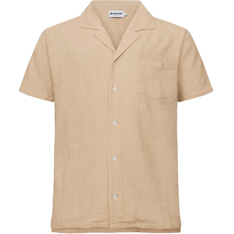 Resteröds Herren Resort Hemd mit kurzem Arm Beige