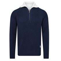 Resteröds Pullover zippé en maille Homme marine