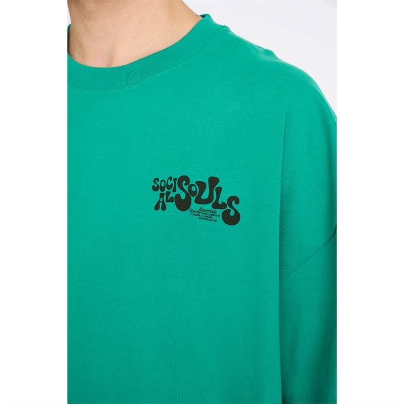 Resteröds Herre Tas Brystprint T Shirt Grøn