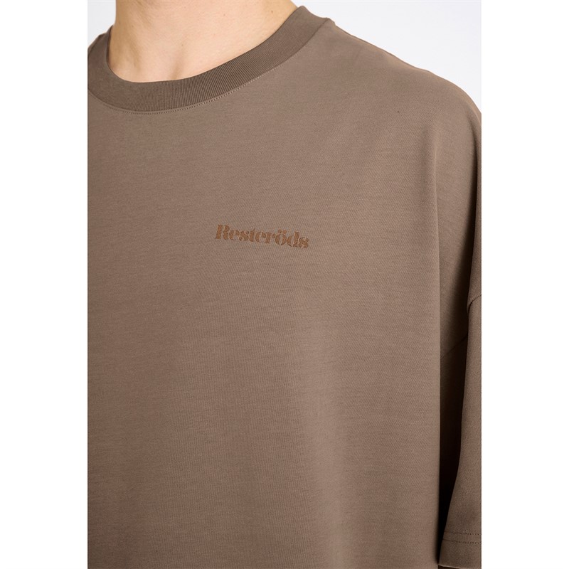 Resteröds Herre Tas Print T-shirt Brun