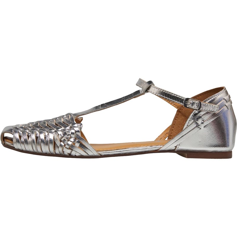 Buy Ravel Womens Calhoun Leather Flat Sandals Silver Leather