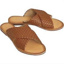 Ravel Womens Woven Cross Strap Flat Sandals Tan