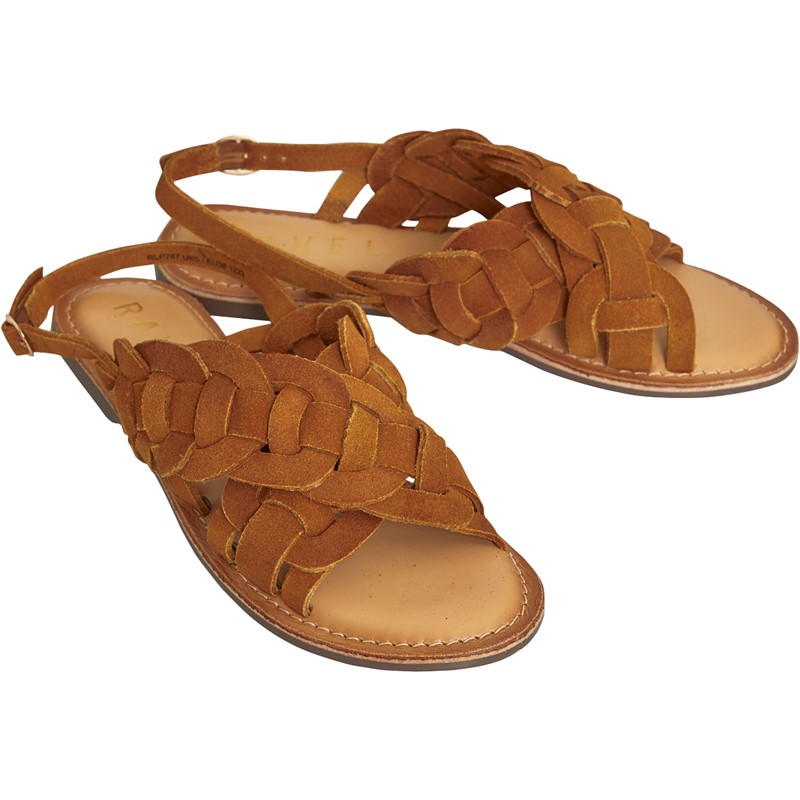 Ravel Womens Woven Ankle Strap Flat Sandals Tan