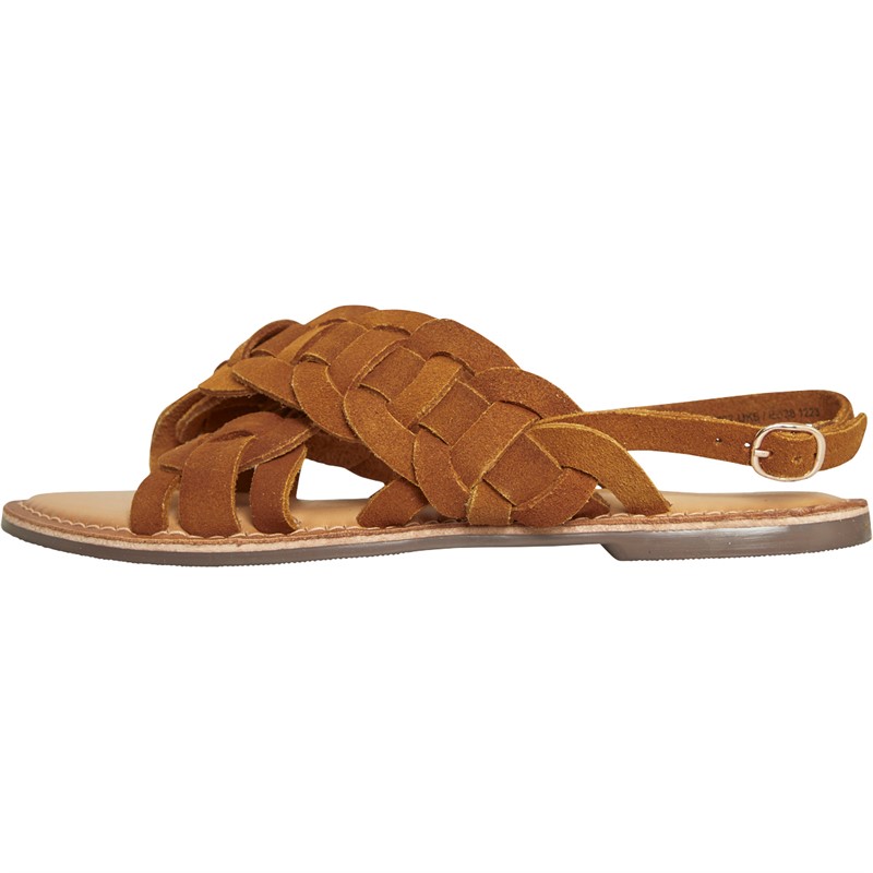 Ravel Womens Woven Ankle Strap Flat Sandals Tan