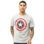 Marvel Heren CA Comic Shield T-Shirt Gemeleerd Grijs