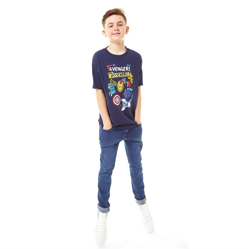 Marvel Boys Superhero Trio T-Shirt Navy