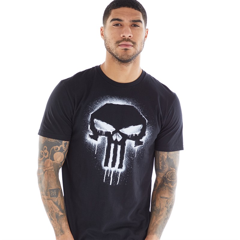 Marvel Mens Punisher Spray T-Shirt Black