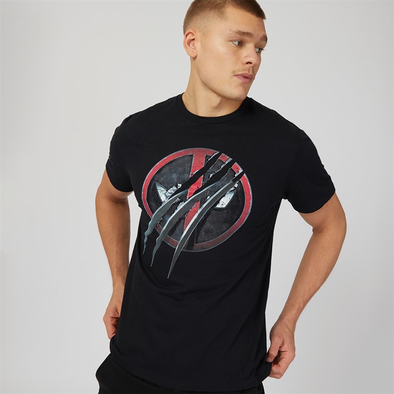 Marvel Mens Deadpool Wolverine T-Shirt Black