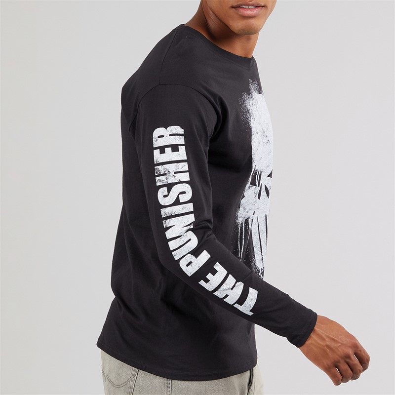 Marvel Mens The Punisher Skull Long Sleeve T-Shirt Black